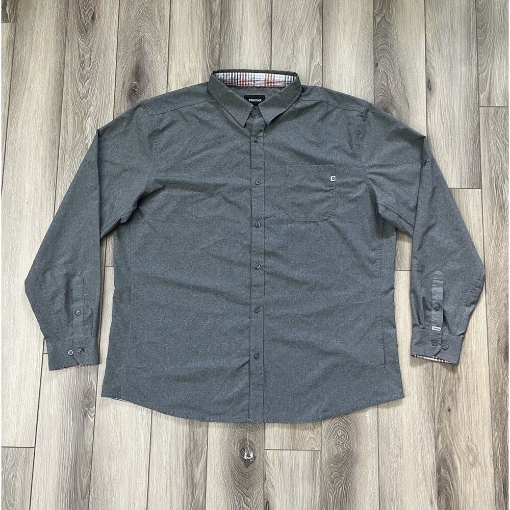 Marmot Technical Long Sleeve Button-Down Shirt Grey Hiking Outdoor Men's XXL
